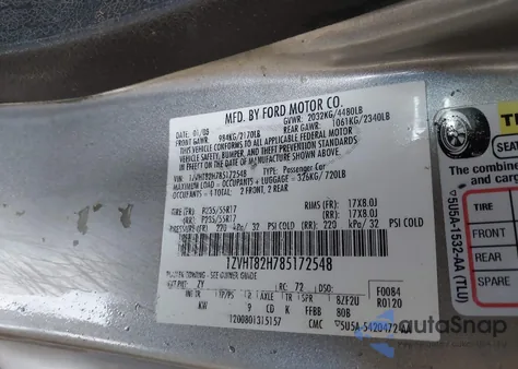 2008 Ford Mustang Gt Deluxe/Gt Premium from USA, damaged, VIN 1ZVHT82H785172548